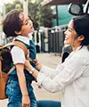 Preschool mental and physical preparation:  Mom and child in school