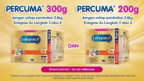 Enfagrow A+ PERCUMA* 300g dan 200g Pek Promosi
