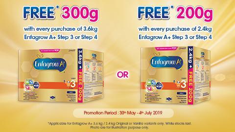 PERCUMA* 300g dan PERCUMA* 200g Pek Promosi Enfagrow A+