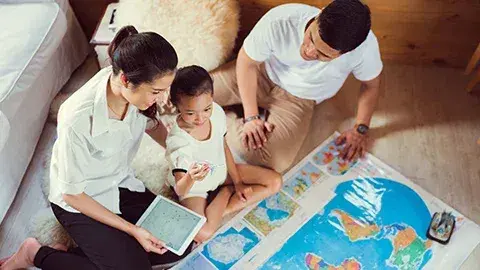 Nutrition for children: Child learning to read map